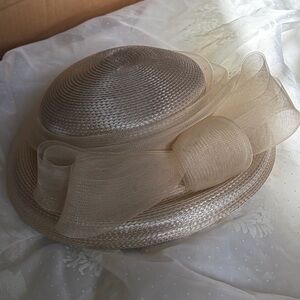 Elegant Women's Dress Hat with Bow - Beige